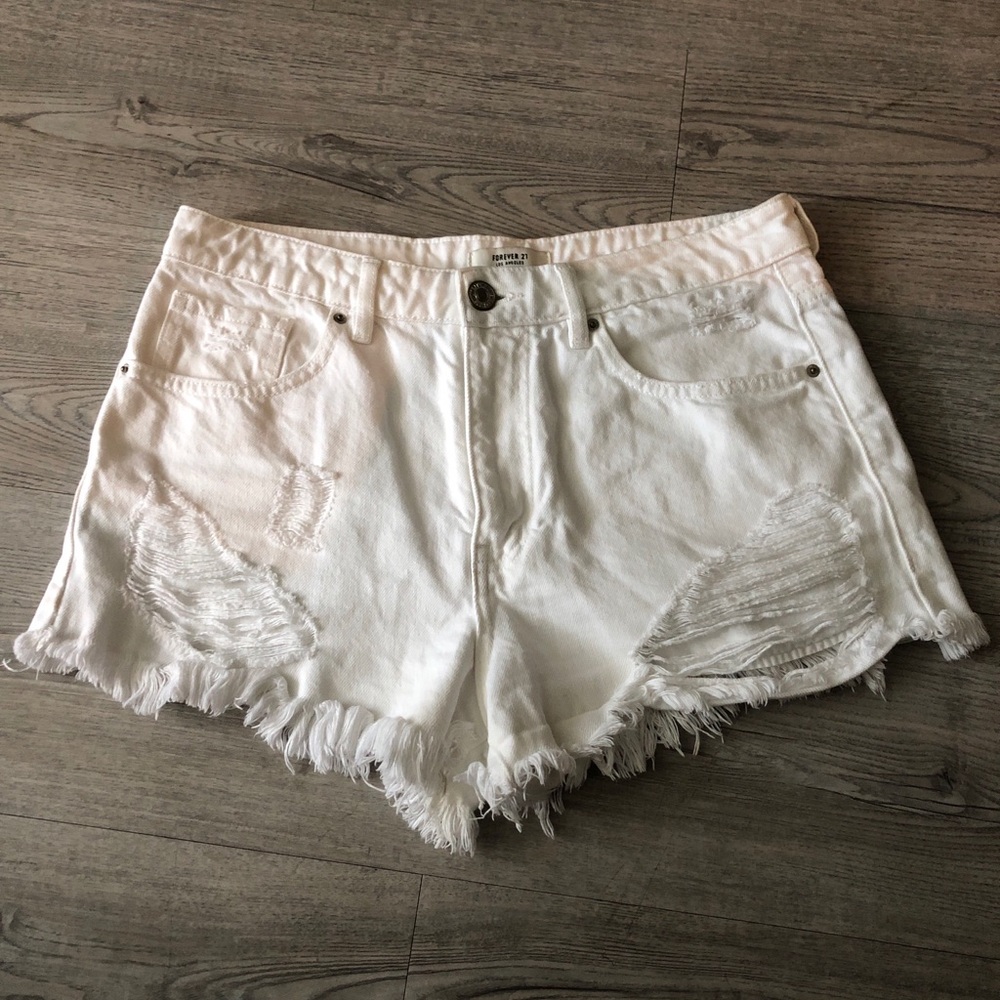 White denim Forever 21 shorts